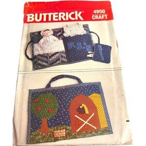 Vintage Butterick 4950 Craft Sew Pattern For Childrens Travel Bag Toy Organizer